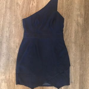 Navy one shoulder dress